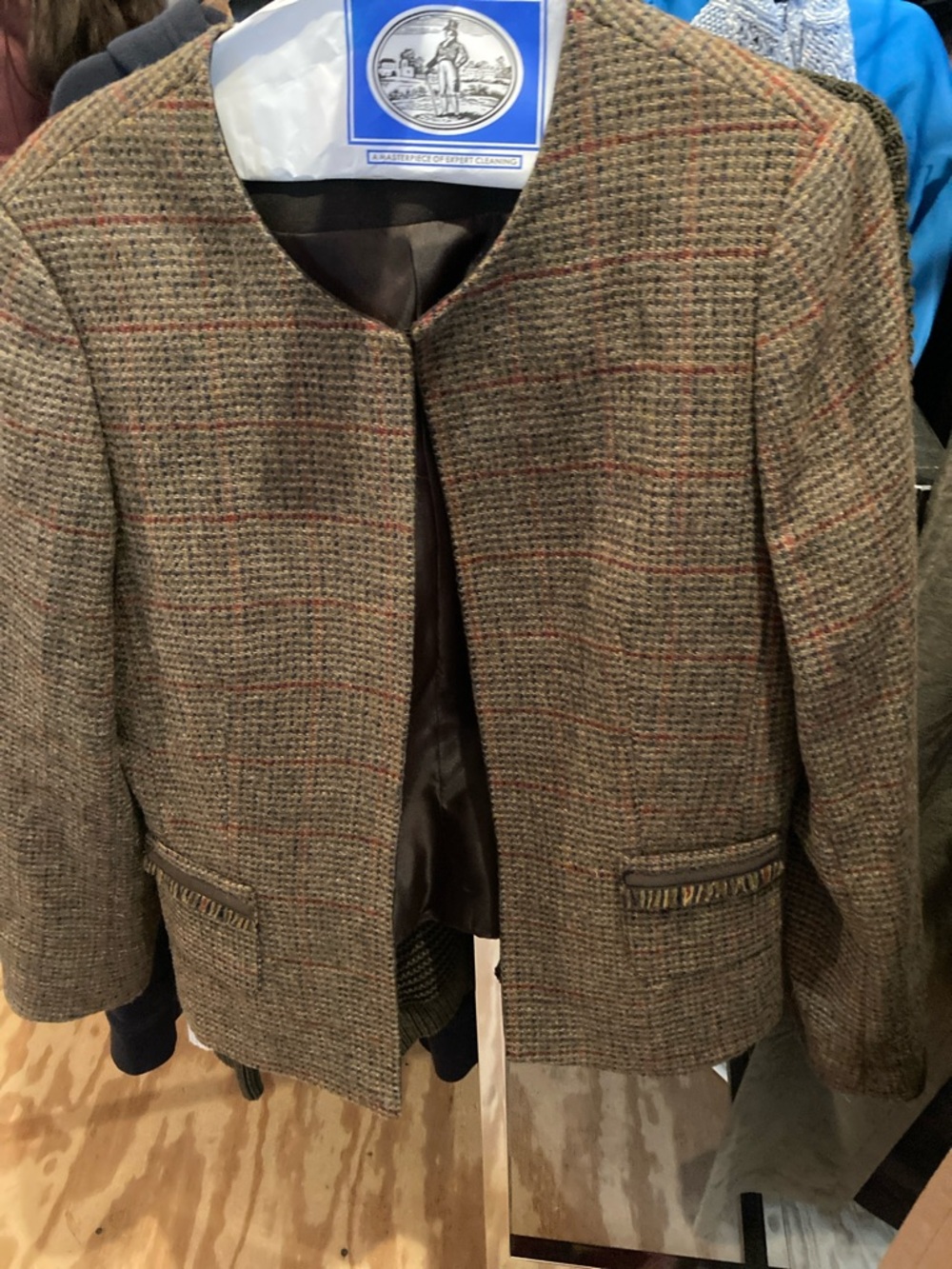Classic Womens Tweed Jacket - Brown Plaid
